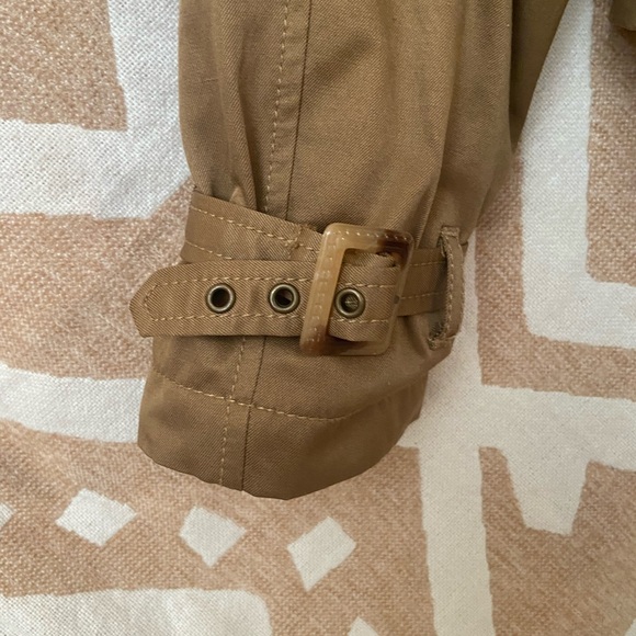 Cognac Cropped Trench Coat Jacket Large - Picture 3 of 4